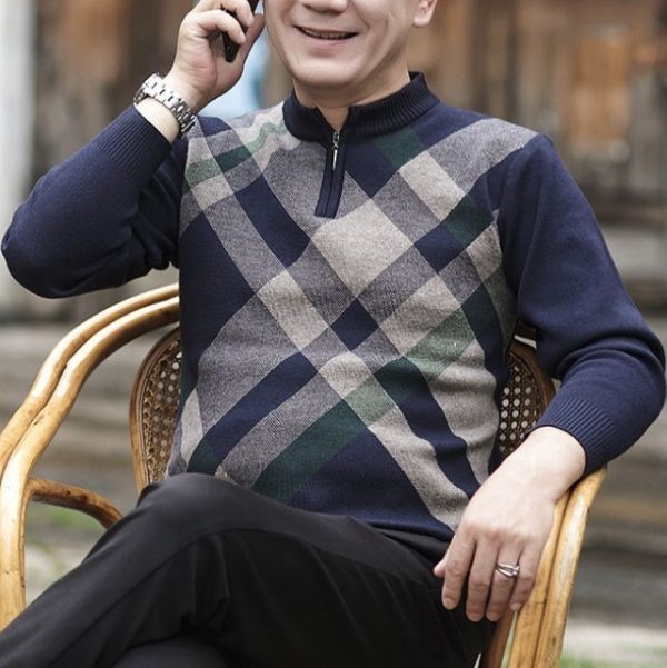 ジップ 【緑】 M メンズ セーター 長袖 チャック ニット ゴルフウェア トップス ジップアップ チェック グレー ネイビー ゴルフ拍卖