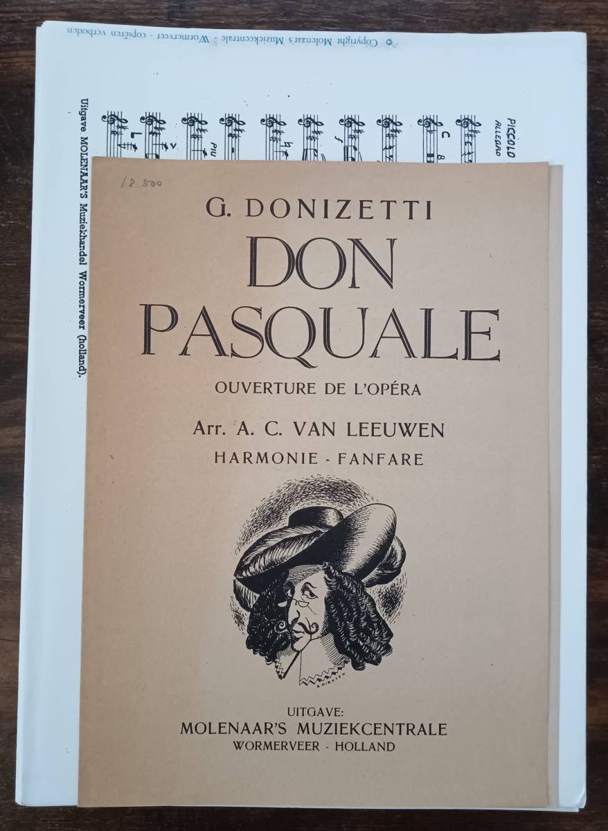 送料無料 吹奏楽楽譜 ドニゼッティ:歌劇「ドン・パスクワーレ」序曲 A.C.ヴァン・ルーウェン編 スコア・パート譜セット拍卖