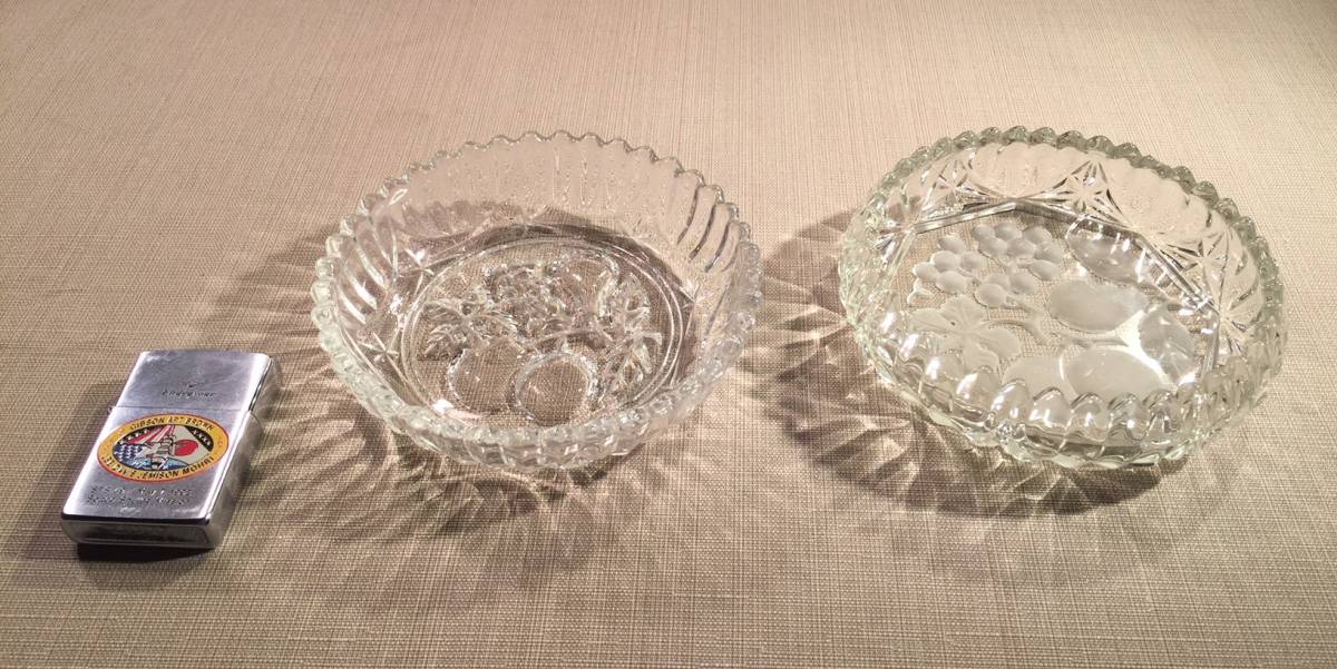 アンティーク ガラス小皿セット 英国製+日本製 同柄1920年代拍卖