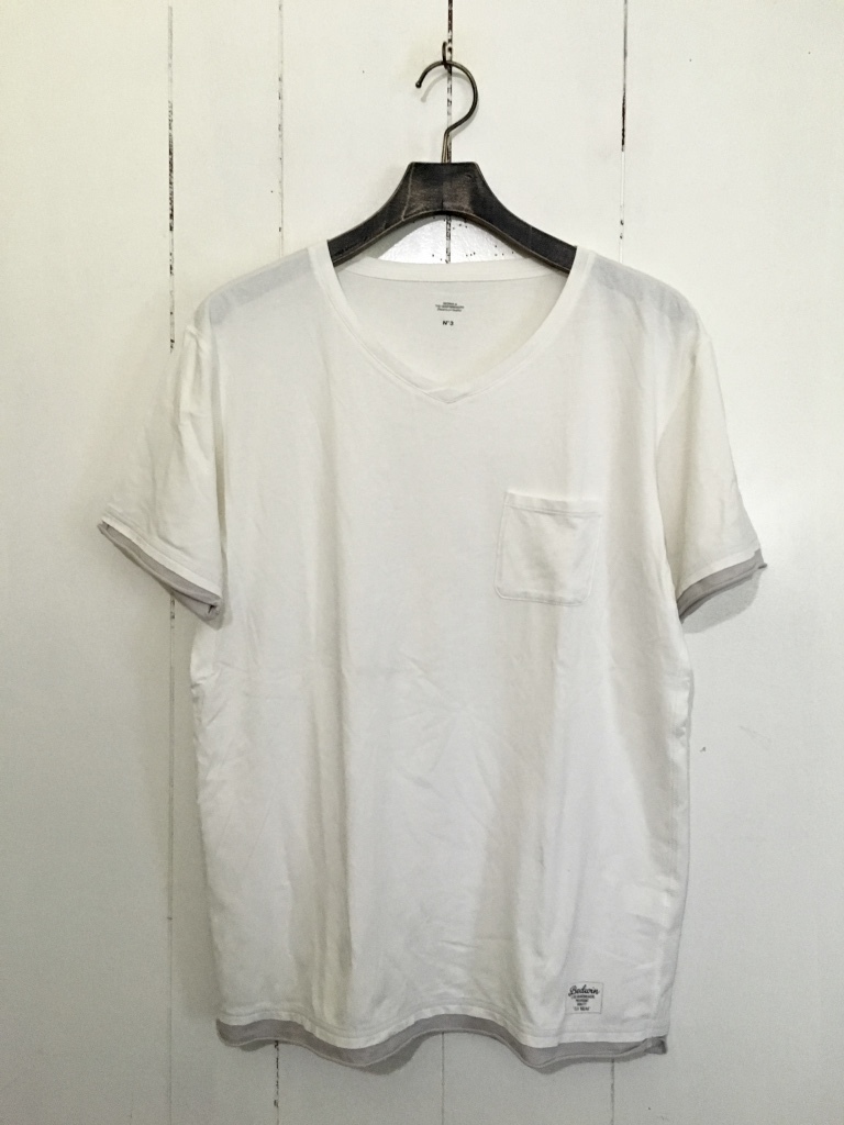 ☆BEDWIN & THE HEARTBREAKERS ベドウィン レイヤード 半袖Tシャツ ポケット ポケT N°3 白 ホワイト 重ね着風 無地 シンプル拍卖