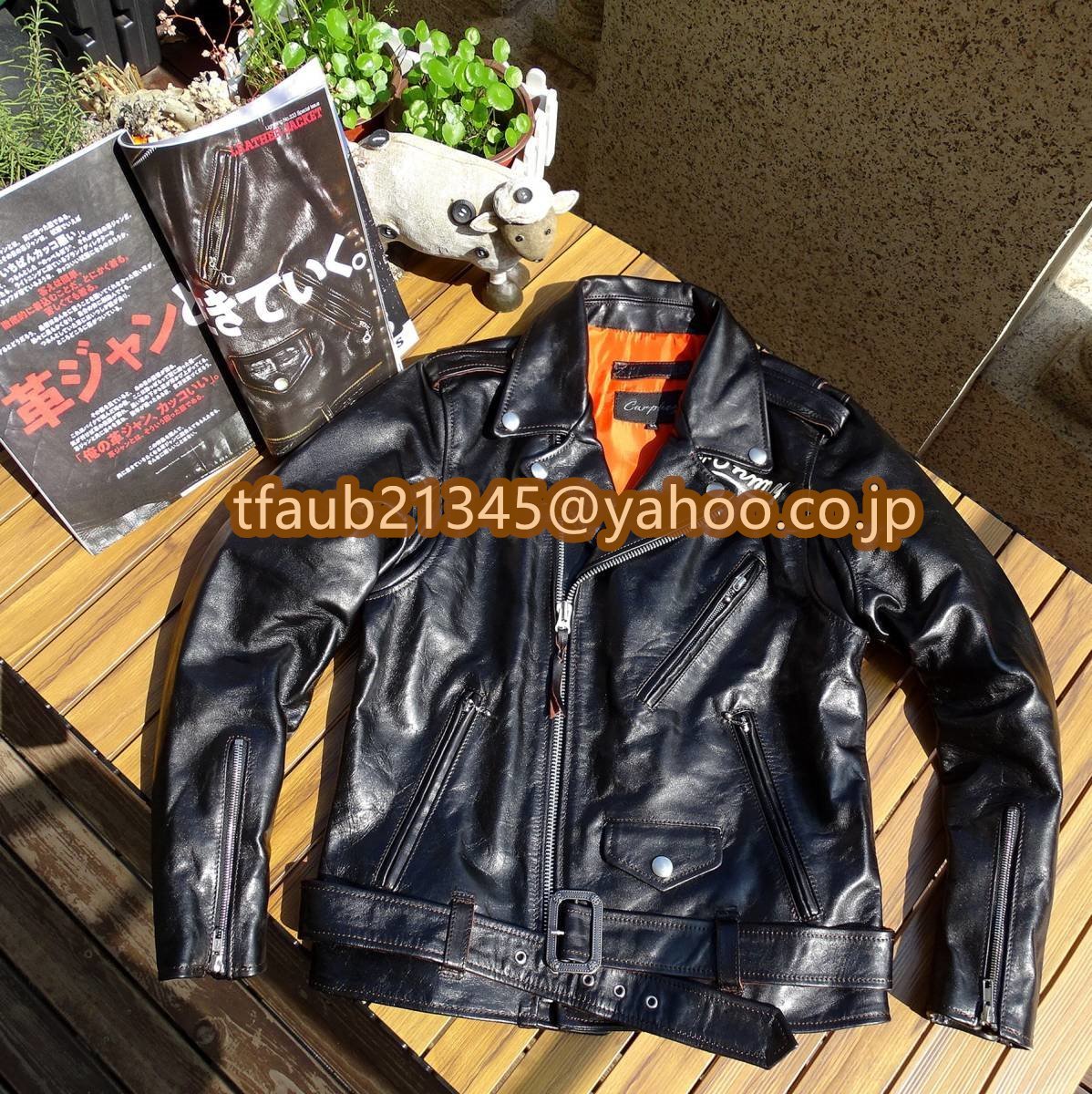 レザージャケット 馬革 茶芯 ライダース 本革 バックレザー メンズファッション 植鞣し 革ジャン ホースハイド アメカジ S~5XL拍卖