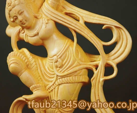 飛天 天女 木彫り 仏像 フィギュア 飛天像 天女像 立像 置物 仏教美術 木彫 仏像拍卖