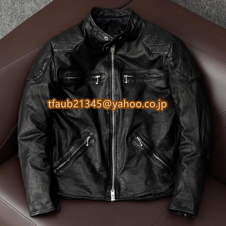 ライダースジャケット レザージャケット 本革 羊革 革ジャンコート vintage バイクジャケット メンズファッショ S~5XL拍卖