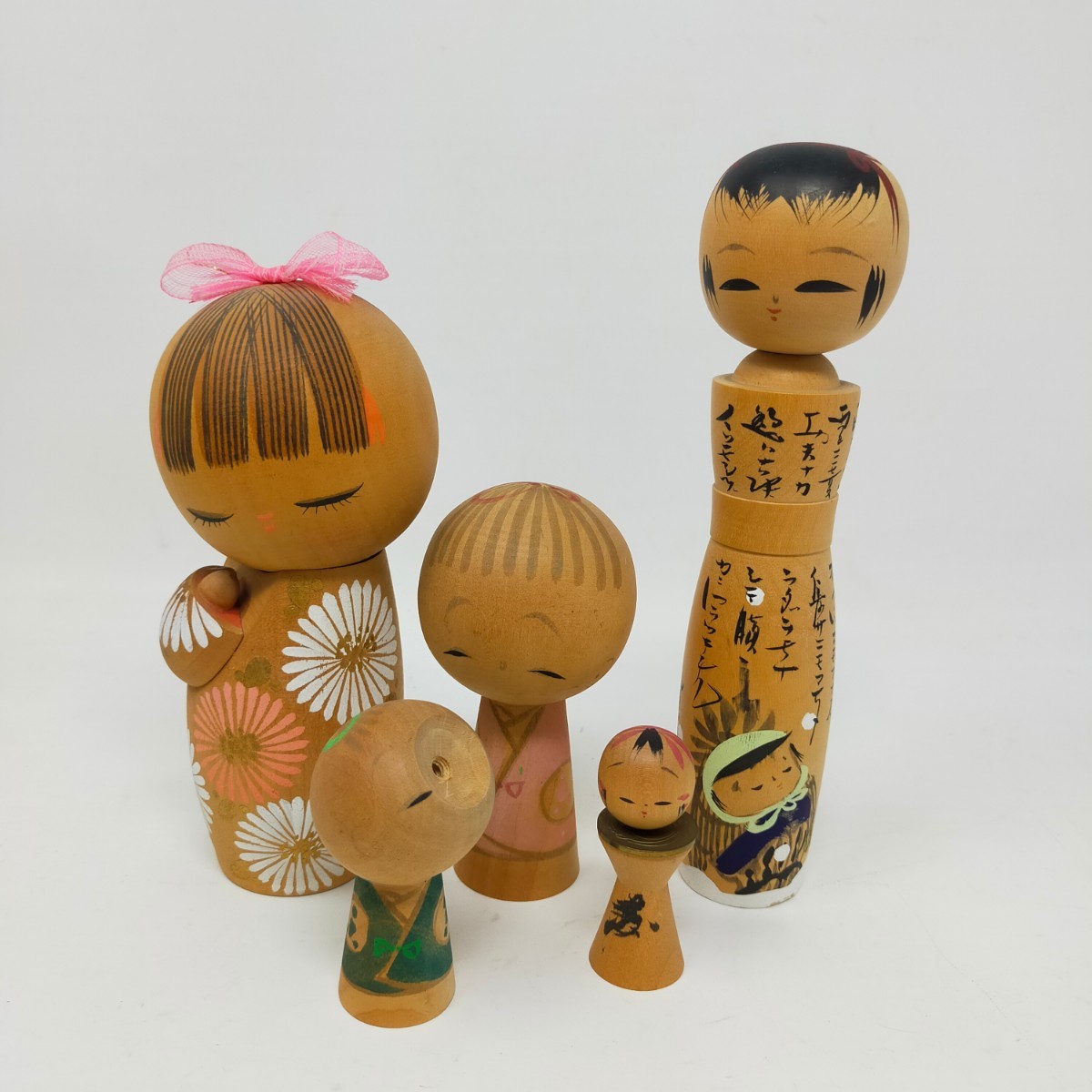 伝統こけし 5体セット 5円玉こけし 宮本賢治 雨ニモマケズ 伝統工芸 民芸品 日本人形 郷土玩具 S拍卖