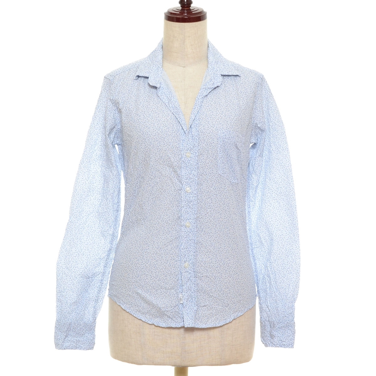 ■352226 Frank&Eileen フランク&アイリーン ●小花柄シャツ サイズXXS レディース ブルー拍卖