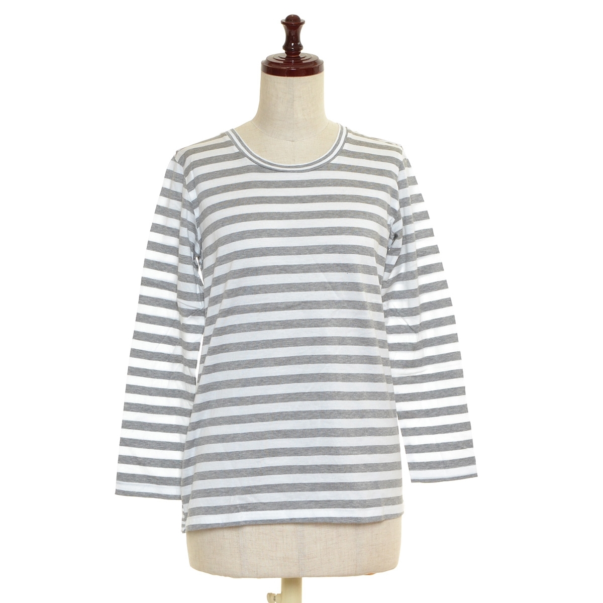 ■474031 BASIC AND ACCENT ベーシックアンドアクセント ■★長袖Tシャツ ボーダーロンT サイズ1 レディース グレー ホワイト拍卖