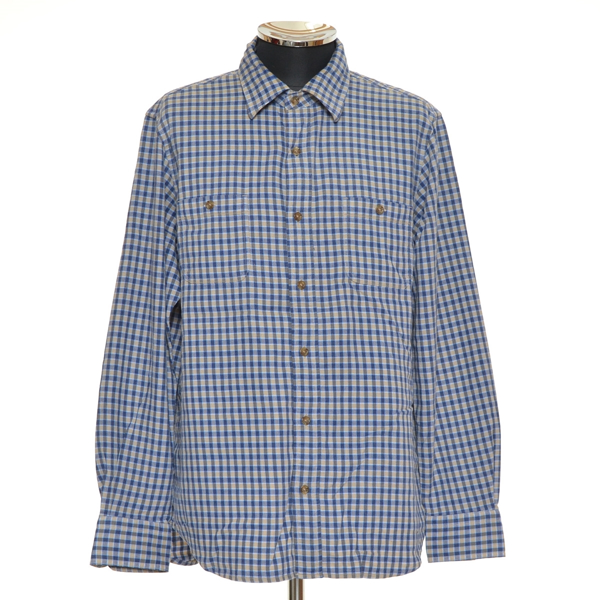 〇476513 VESVIO ベスビオ ○長袖 シャツ サイズLL メンズ ブルー チェック拍卖