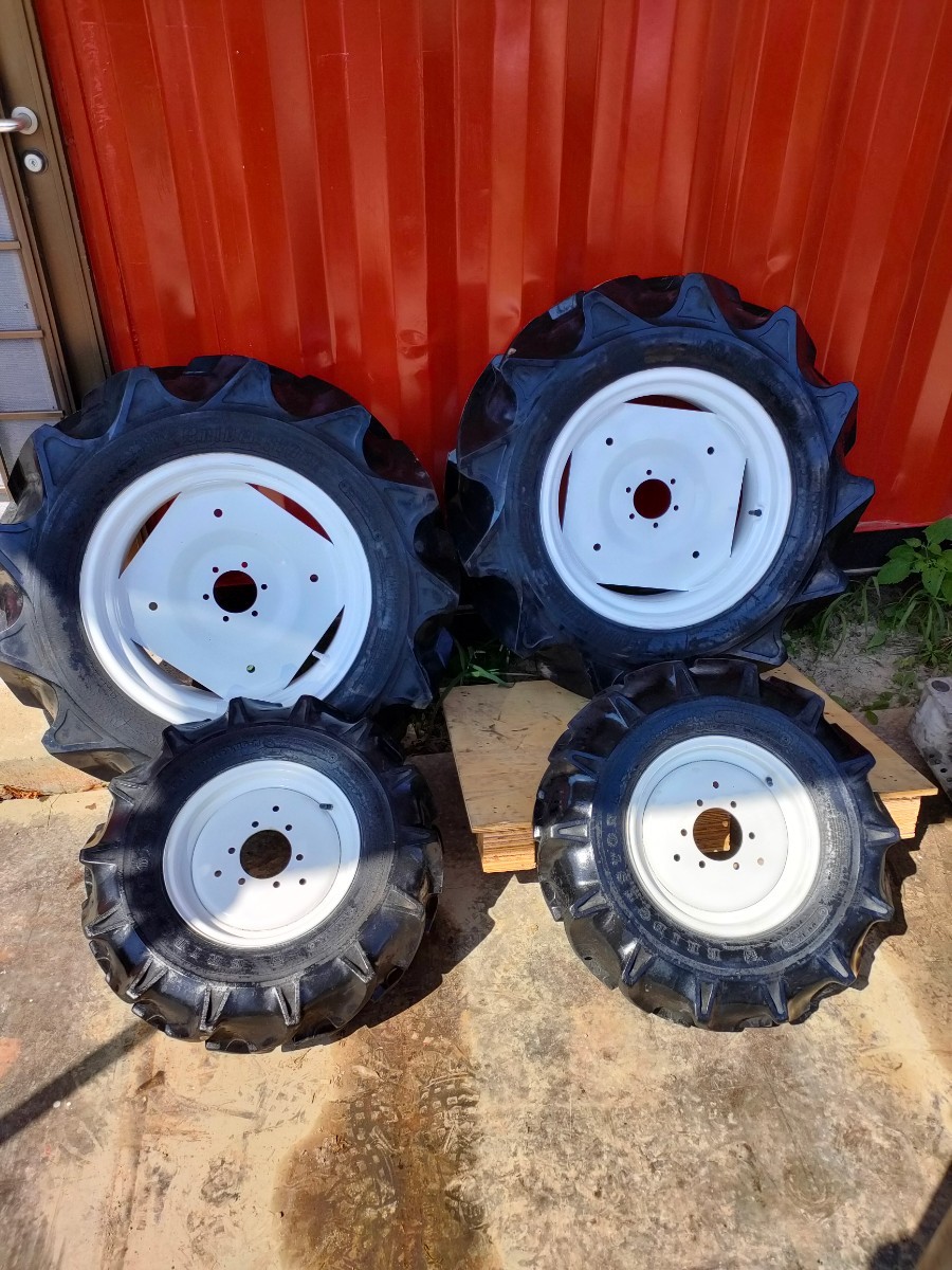 長崎県発 トラクタータイヤホイール4本セット リア9.5-20 フロント6.00-12 中古 ブリヂストンタイヤ拍卖