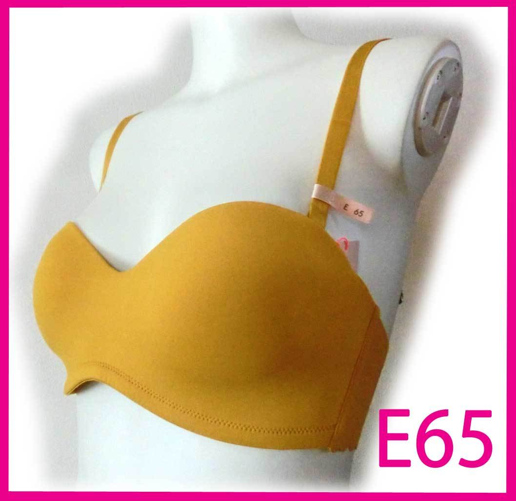 33 新品 トリンプ E65 黄土色 AMST1212 WHUD JX シグネチャースムース ストラップレスハーフカップブラ ブラジャー アモスタイル ブラ 拍卖