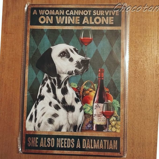 【送料無料】ダルメシアン ② ワイン メタルサインプレート【新品】拍卖