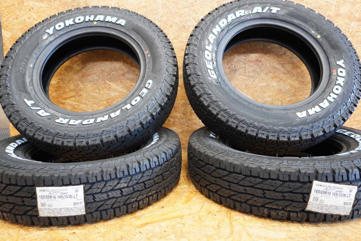 サマータイヤ 4本 185/85R16 105/103N LT ヨコハマタイヤ ジオランダー A/T G015 ホワイトレター 16インチ 新品 yokohama geolandar at拍卖
