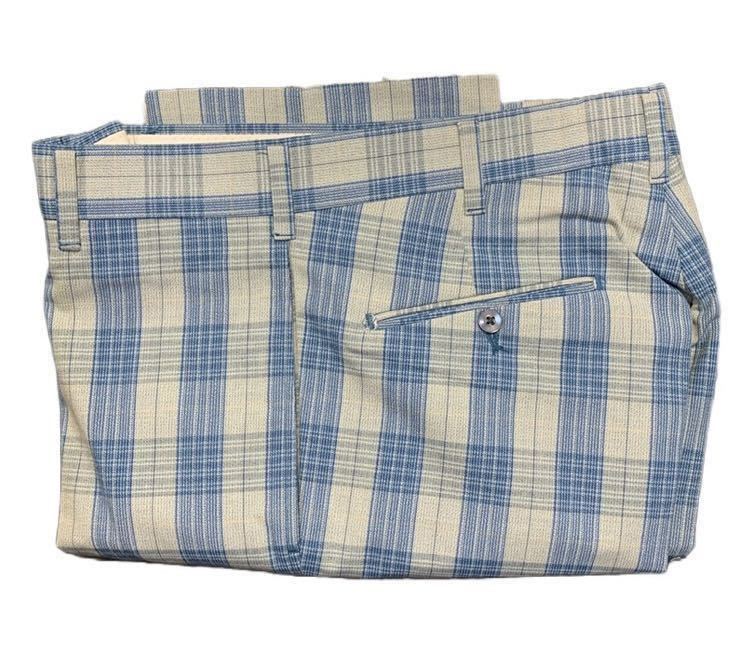 ヴィンテージ デッドストック60s プラッド柄 テーパード パンツ スリム スラックス ポリコットン W29位 多分アメリカ製拍卖