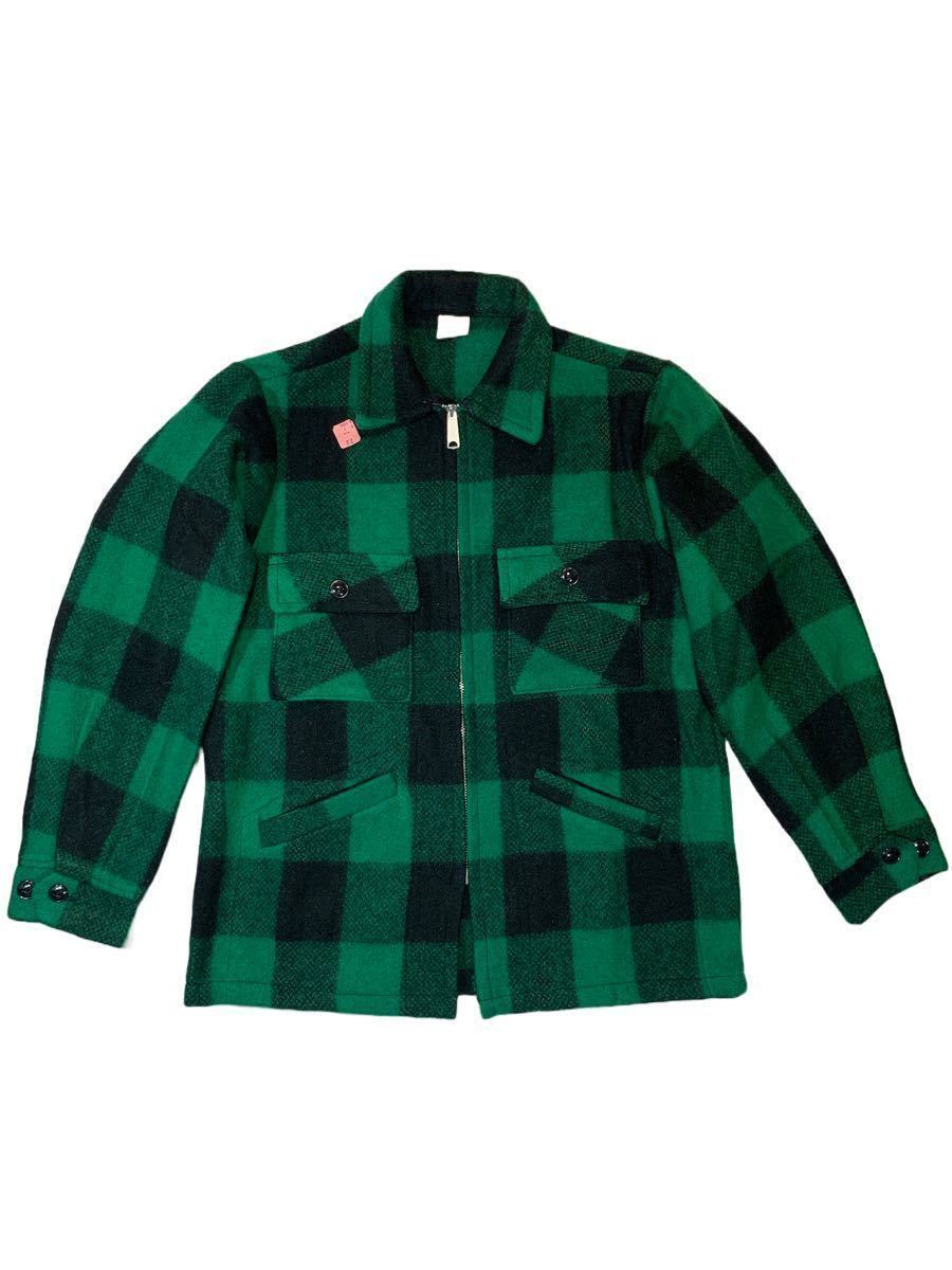 ビンテージ デッドストック 70s ウールジャケット マッキーノグリーンXブラック 38位拍卖