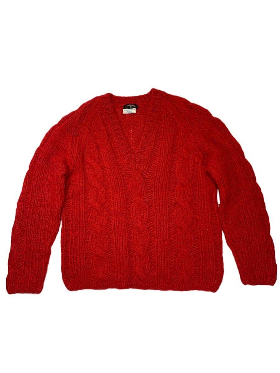 ヴィンテージ 80s SILVERWOODS EXCLUSIVE IMPORTS モヘア セーター Vネック レッド色 L位拍卖