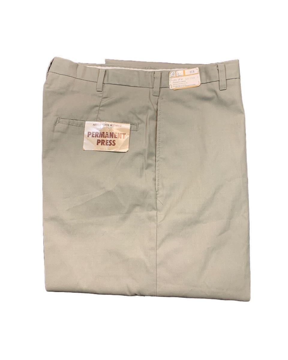 ビンテージ デッドストック60s PERMANENT PRESS チノーズ パンツ チノパン カーキー MADE IN USA W30 L34拍卖