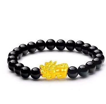 BC030:風水 幸運 祈り ビーズブレスレット ビーズ ブレスレット カラフル ゴールドカラー 巨大 幸運拍卖