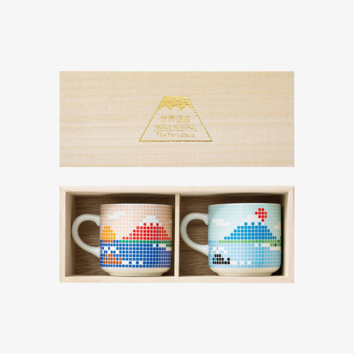 波佐見焼! ☆青赤タイルマグカップペア・小 木箱入り☆ 17504 新品 コーヒー 紅茶 ミルク ラテ エスプレッソ 茶器 碗皿 ギフト拍卖