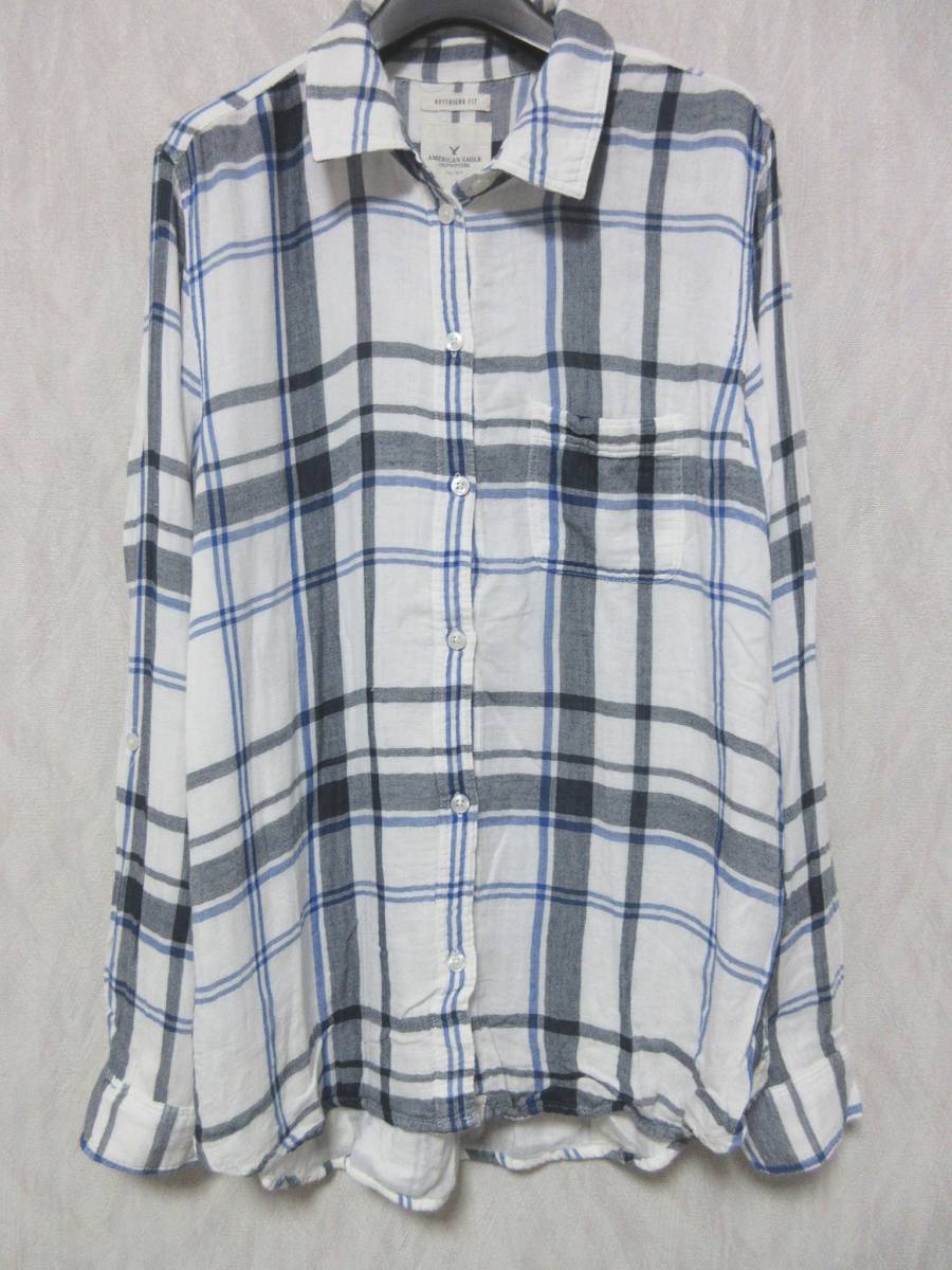 アメリカンイーグル アウトフィッターズ American Eagle 長袖 チェック柄 シャツ M 亥3457拍卖
