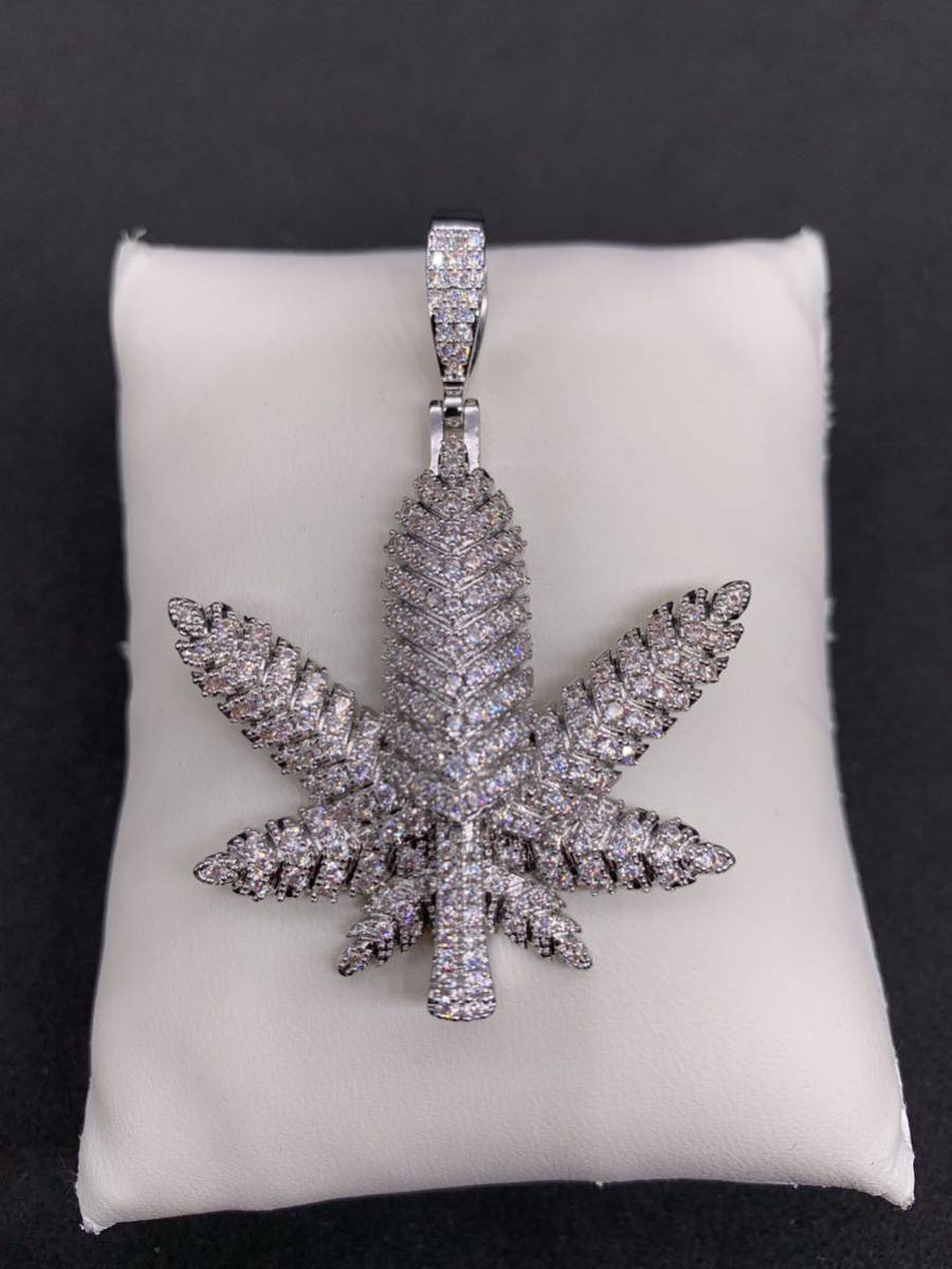 楓 レゲエ ヒップホップ シルバー 葉っぱ メープル ブリンブリン ネックレス拍卖