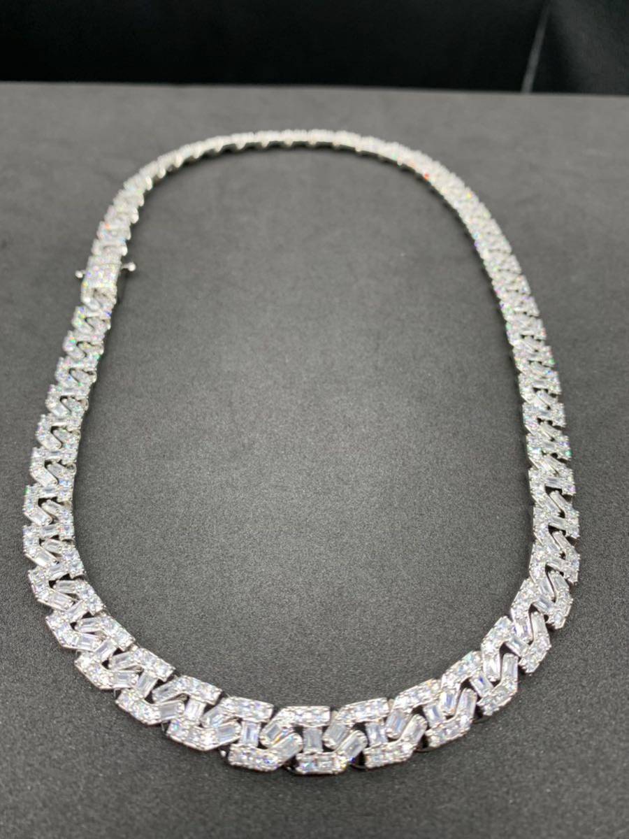 細め!超高品質 S字 無限 シルバー ジルコニア ブリンブリン ネックレス拍卖