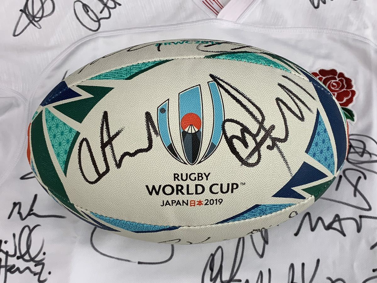 未使用 ラグビーワールドカップ2019 イングランド代表選手13名のサイン入りラグビーボール 5号球 ラグビーワールドカップ 2023拍卖