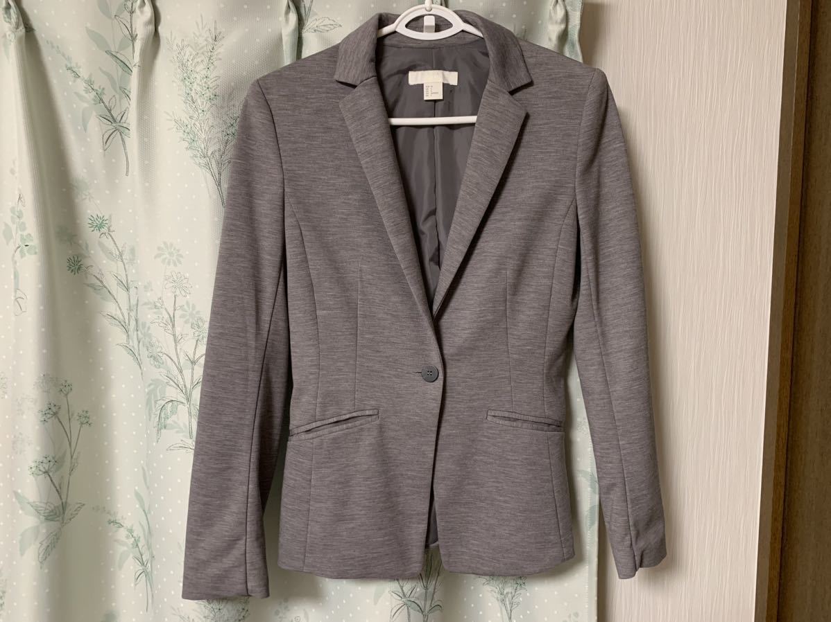 美品 H&M エイチアンドエム グレー ジャケット レディース テーラードジャケット ライトグレー 拍卖