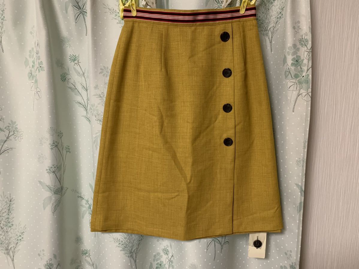 新品未使用 レッセパッセ LESSE PASS リバーシブルスカート マスタードイエロー ストライプ拍卖