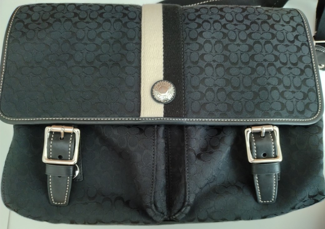 COACH コーチ F70183 ショルダーバッグ 斜め掛け シグネチャー ストライプ メッセンジャーバッグ ブラック 黒 A4対応拍卖