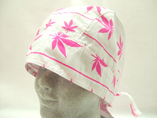 横浜最新 マリファナ♪魅惑のバンダナキャップ 白/ピンク Marijuana Pinkメンズレディース 同梱4枚まで送料180円ξbcξ ξ52拍卖