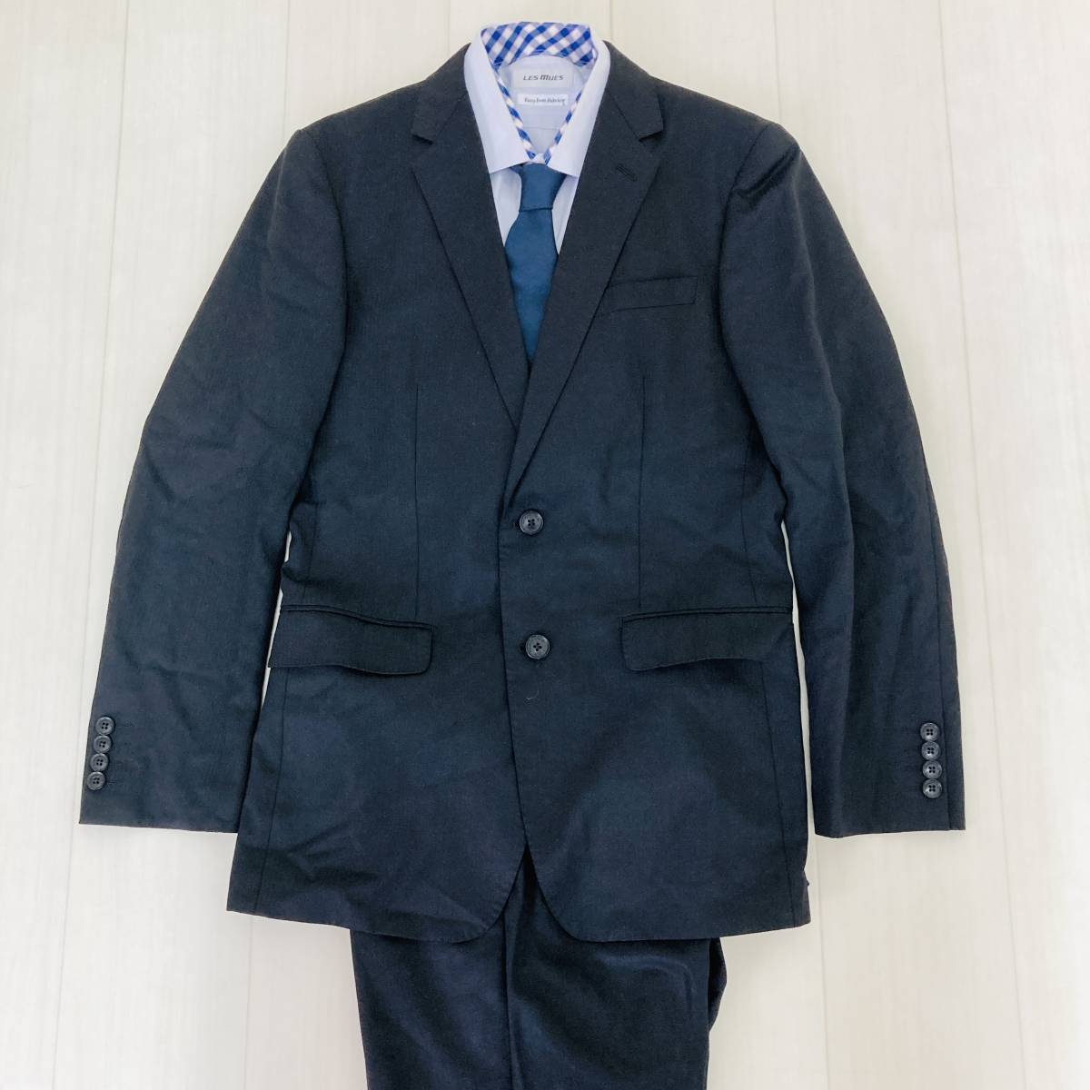 a03102 MAJI マジ メンズ スーツ セットアップ シングル 薄手 センターベント 96-80-180 黒 ストライプ 毛混 オフィススタイリッシュルック拍卖