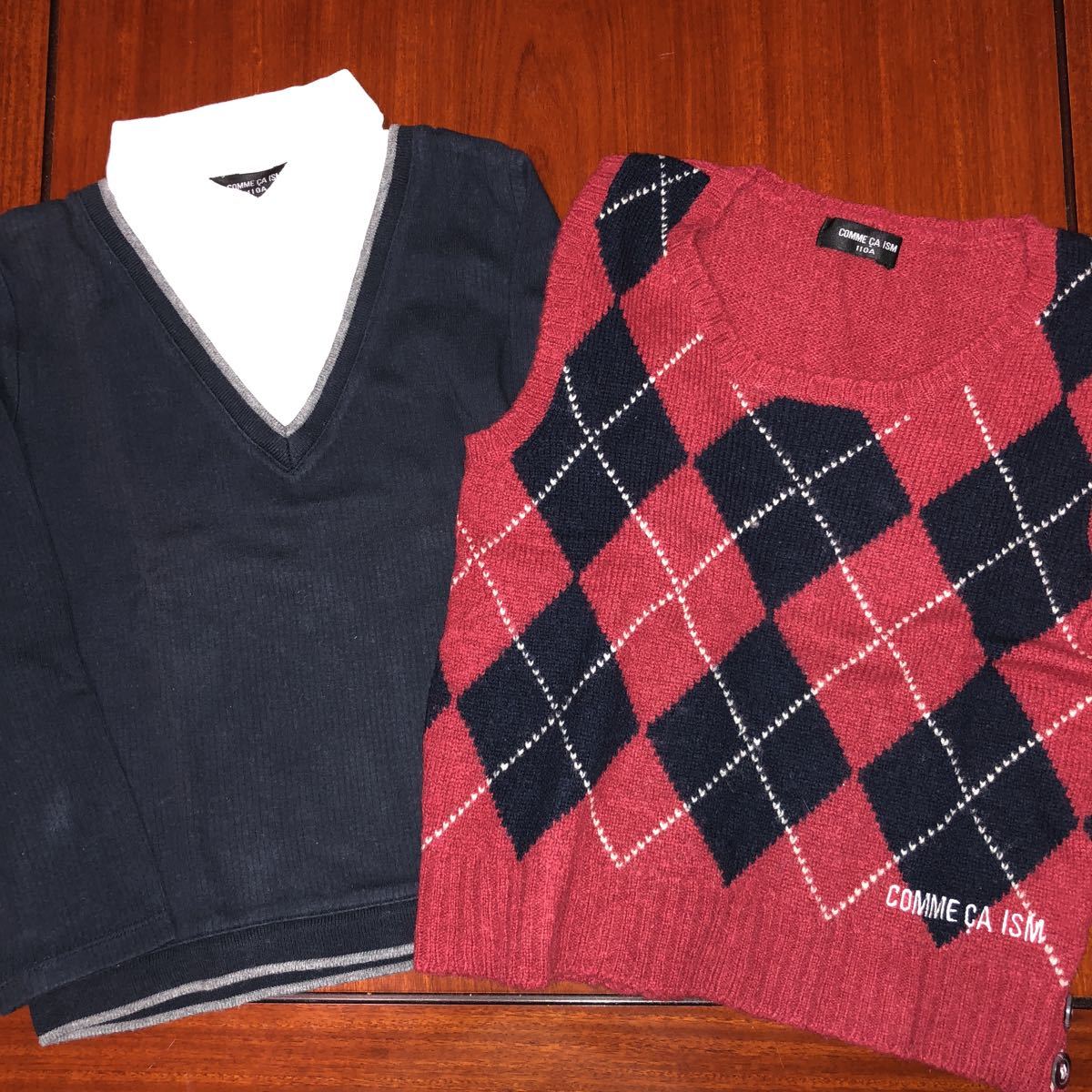コムサイズム/COMME CA ISM ポロシャツ 長袖カットソー ベスト 110㎝ 2枚セット拍卖