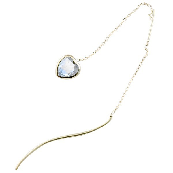 ピアス 落ちないピアス 片耳ピアス アメリカンピアス ピアス ハート ブルームーンストーン イエローゴールドk18 揺れるピアス拍卖