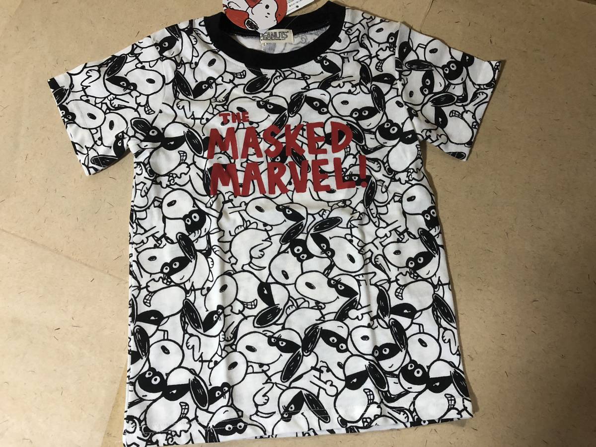 【同梱不可!】SNOOPY★スヌーピー Tシャツ★120★白地×黒×赤文字拍卖