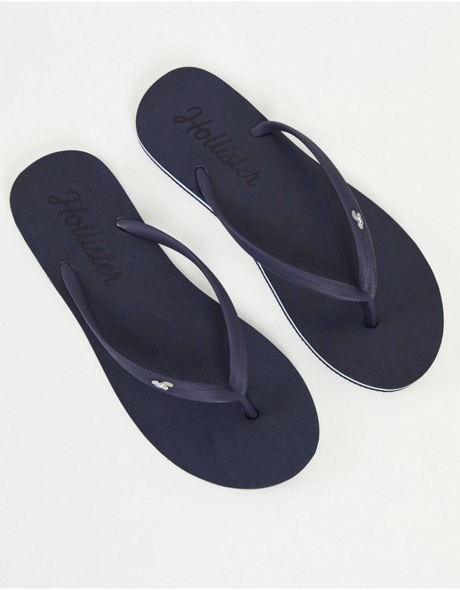 新品★未使用★Hollister ホリスター★Mサイズ★ロゴ入りビーチサンダル★ネイビー※レディース 拍卖