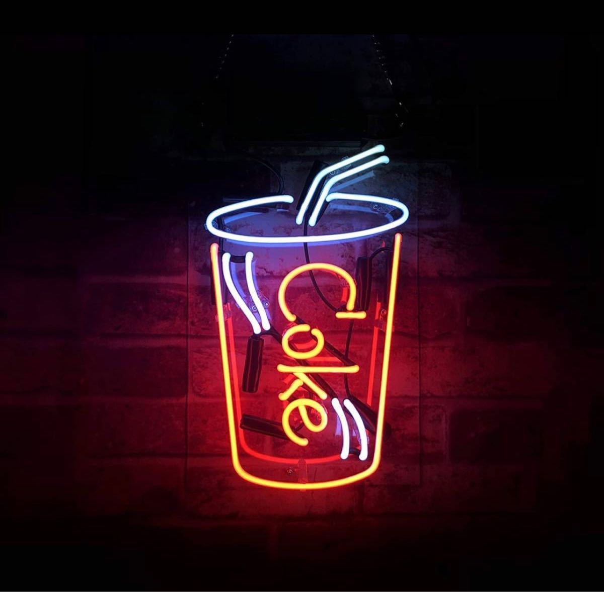 オーダーメイド Coke ネオン看板 コーラカップ型 ガラス製 インテリア オリジナル拍卖