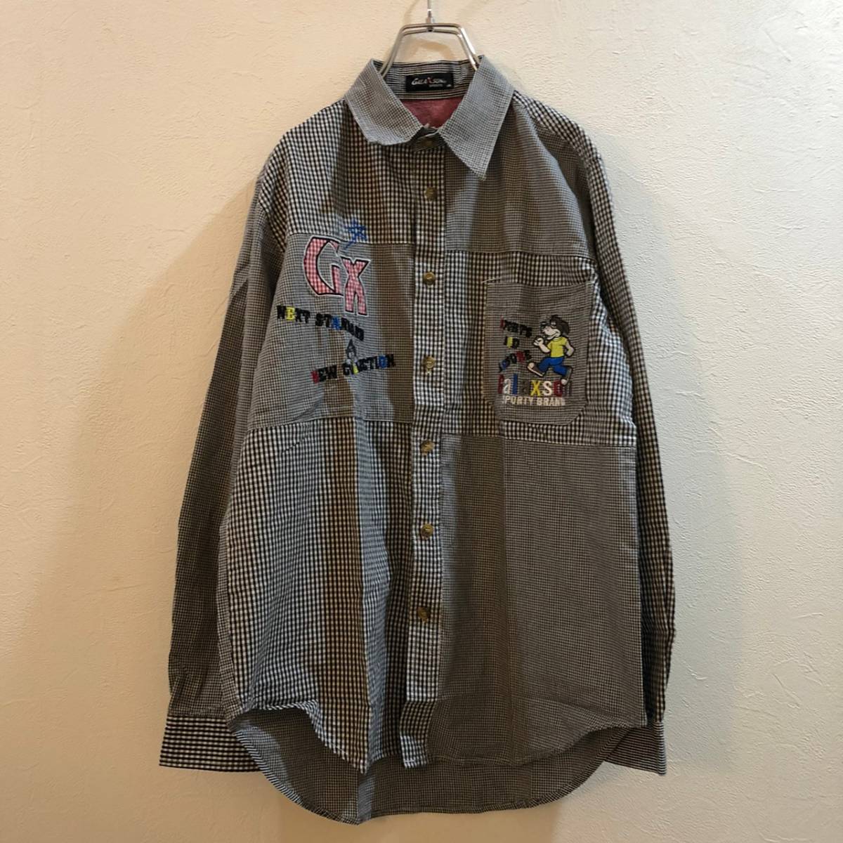 Galason/ギャラクソン 長袖ギンガムチェックシャツ ゴルフ ブラック 黒 メンズ M拍卖