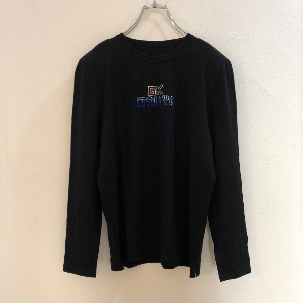 ITARIYA/伊太利屋 長袖ロングカットソー ラインストーン付き ブラック 黒 レディース 13拍卖