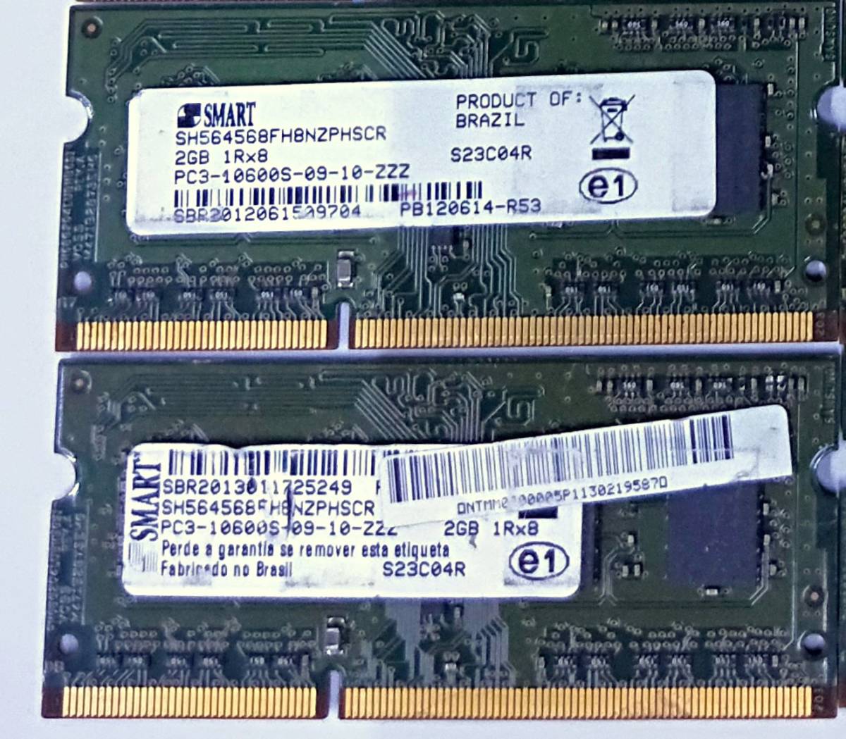 【中古パーツ】PC3 ノートパソコン用 DDR3 メモリ SMART PC3-10600S-09-10-ZZZ 2GBx2枚 計4GB 送料無料■N(229 )拍卖