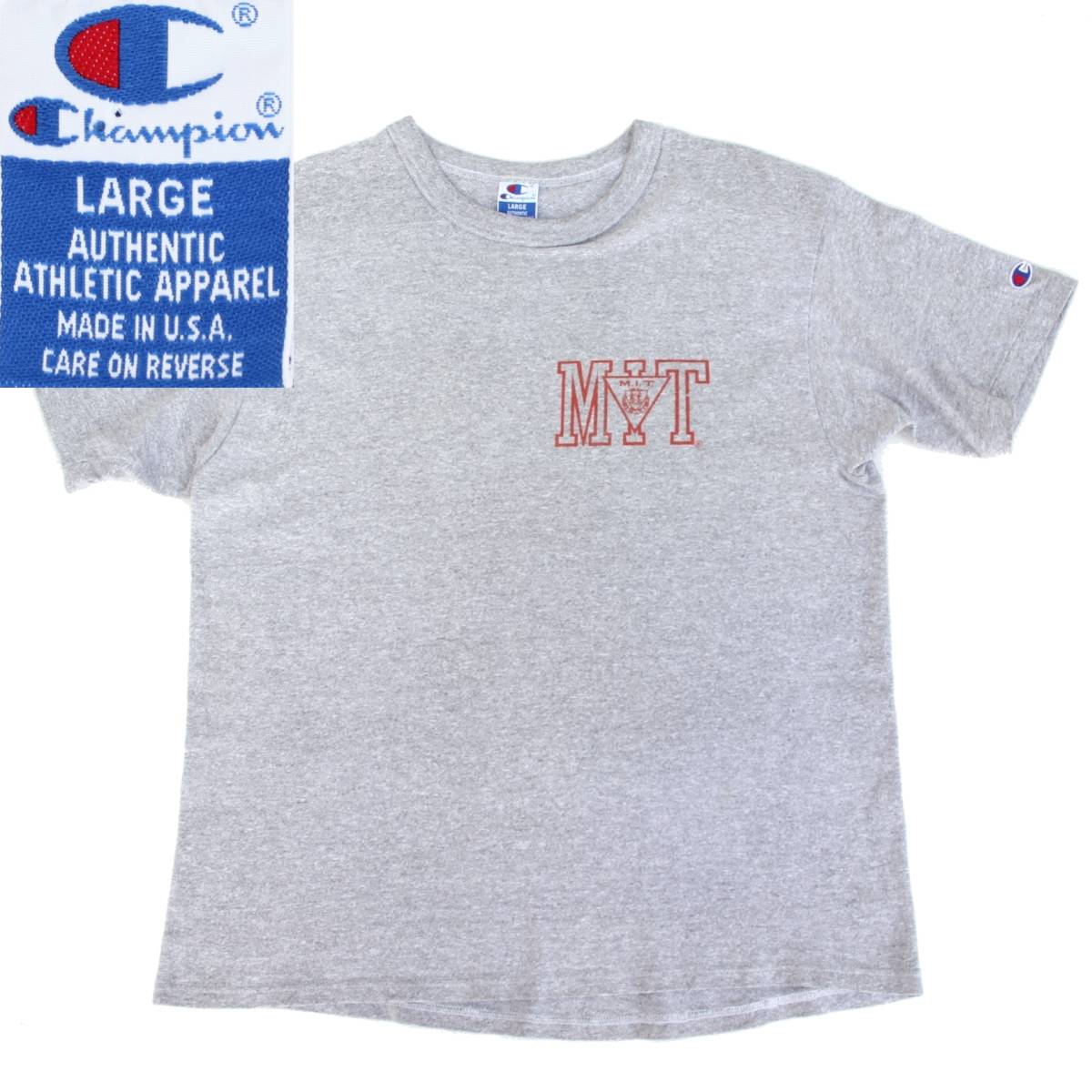 (32651)良品90s vintage ChampionチャンピオンMADE IN USA Tシャツ サイズL (MITヴィンテージ刺繍タグ青タグ アメリカ90年代 霜降りグレー)拍卖