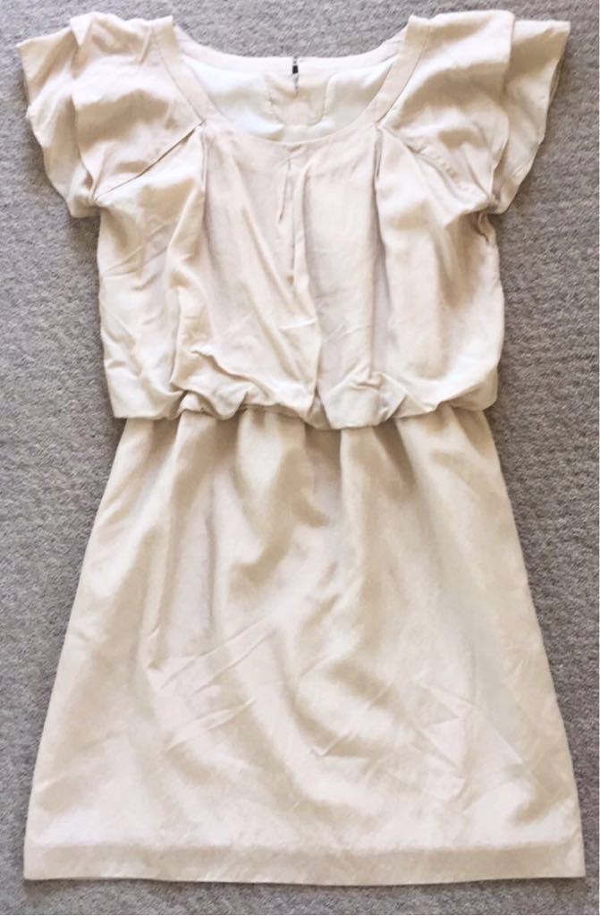 送料無料 セントマルティニーク SAINT Martique ワンピース フリルスリーブ サイズ38 ベージュ レディース 安心の匿名配送です♪拍卖