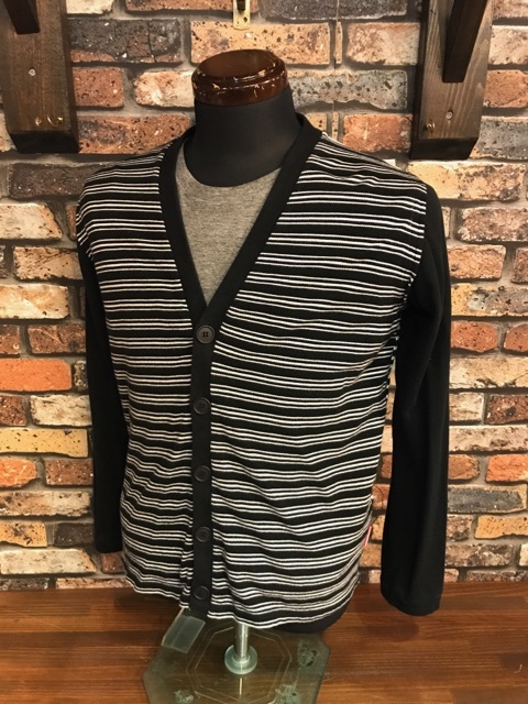 F494 メンズ カーディガン WHIZ LIMITED ウィズ リミテッド カジュアル 人気 おしゃれ ブラック ボーダー 柄 羽織 コットン / L拍卖