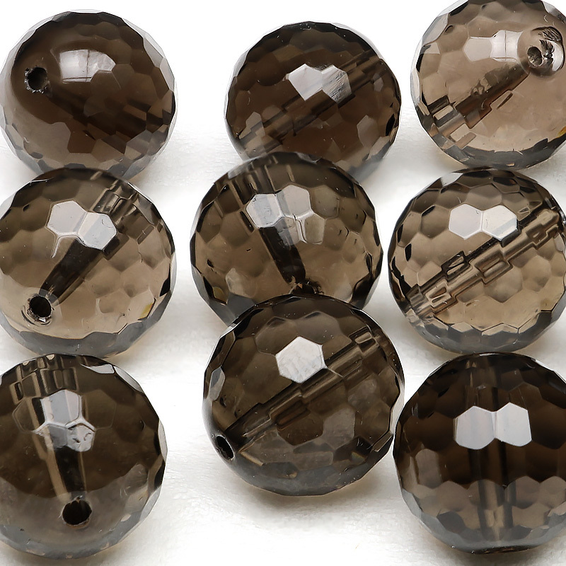 粒販売 スモーキークォーツ 128面カット 丸玉 12mm【4粒販売】 / T134 SM12-1拍卖