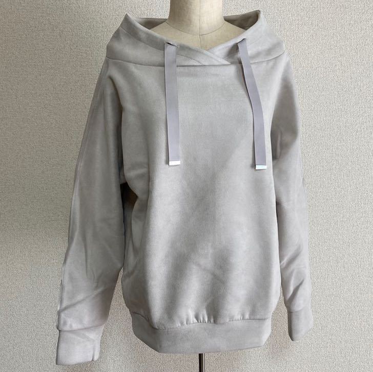 ☆極美☆ ノーリーズ light フェイクスエード 秋冬 パーカー調 デザイン プルオーバー カットソー 9号 M くすみピンク拍卖