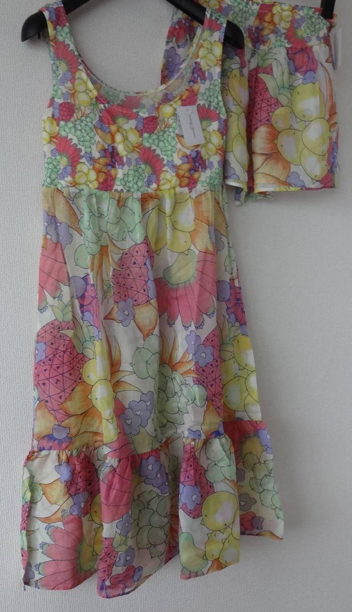 ツモリチサト☆ワコール新品カップ付キャミソール ワンピースLサイズ&タップパンツMサイズ★フルーツ天国ネコ日本製CR送料185円追跡OK!拍卖