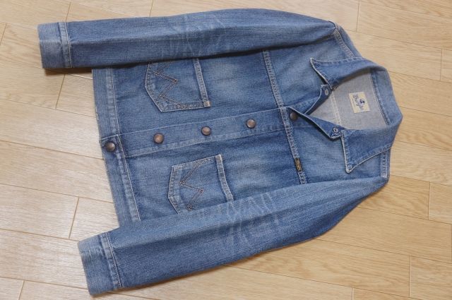 J229 即決 Wrangler ラングラー リアル ユーズド加工 S9114 デニムジャケット ジージャン レディース M 日本製拍卖