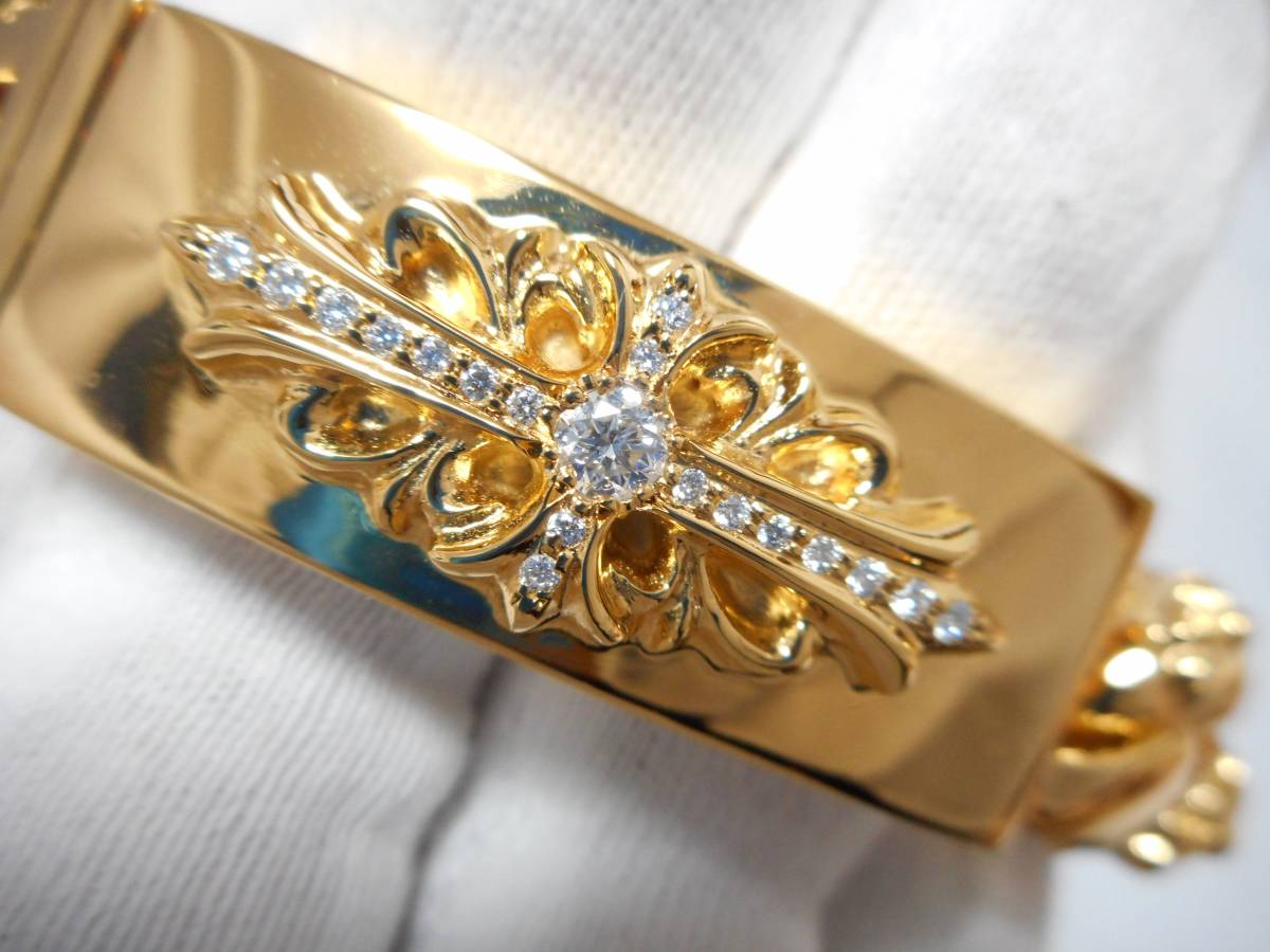 CHROME HEARTS クロムハーツ ファンシークロス ID ブレスレット アフターダイヤ加工します カスタム 18k パヴェタイニークロス ch1113 22k 拍卖