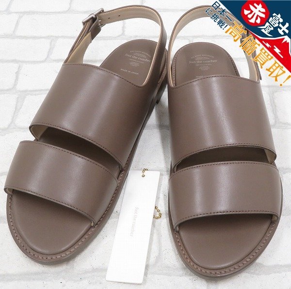 2S8034/未使用品 foot the coacher BACK BELT SANDALS LEATHER SOLE フットザコーチャー バックベルトサンダル 8拍卖