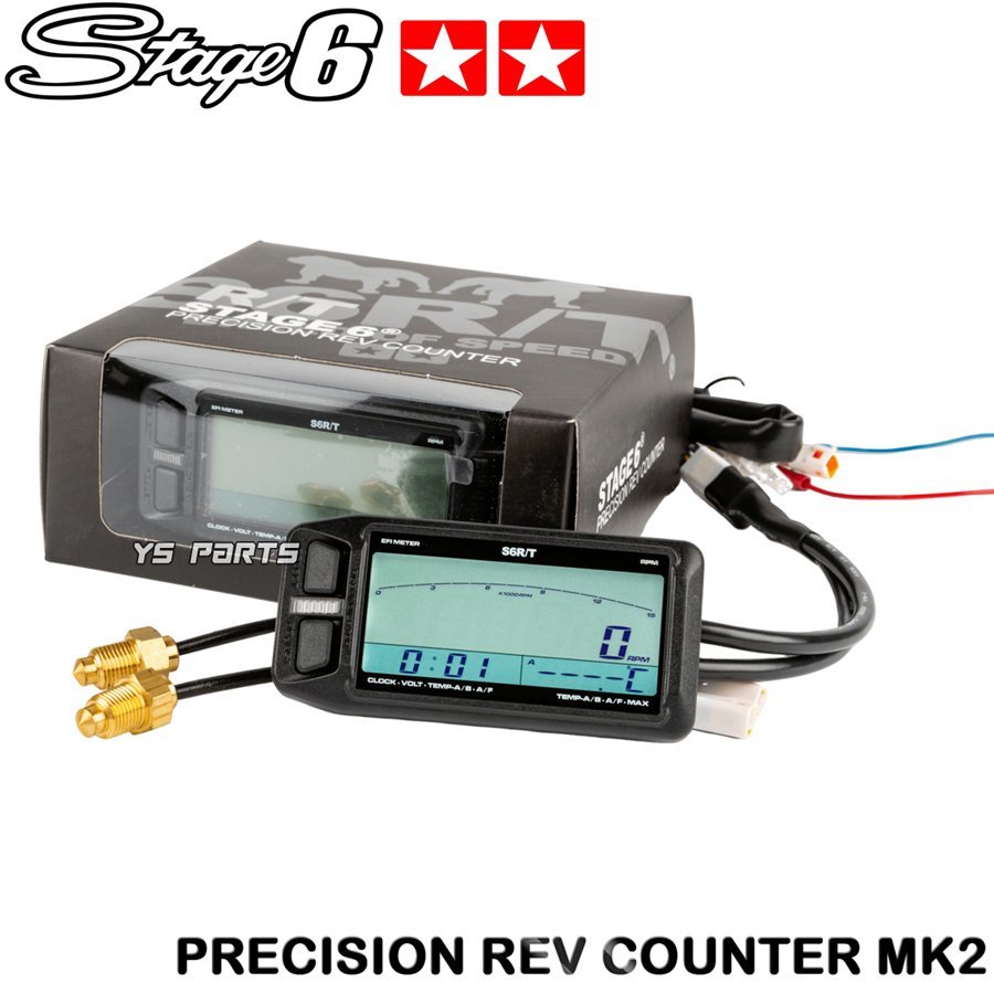 Stage6レブカウンターMK2黒KSR50/KSR80/KSR-1/KSR-2/KSR110/Dトラッカー125/Dトラッカー150/DトラッカーX/KLX250/スーパーシェルパ/250TR等拍卖