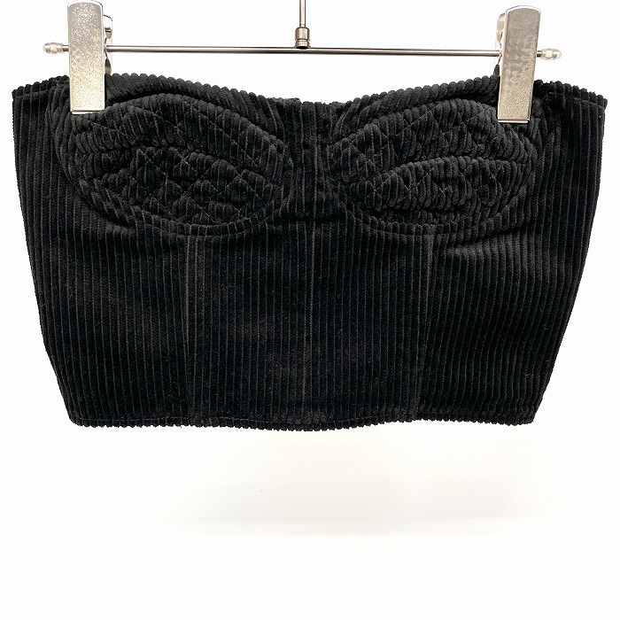 スナイデル SNIDEL コーデュロイビスチェ 背中ファスナー 背中シャーリング 裏地付き 綿100% コットン100% F ブラック 黒 レディース拍卖