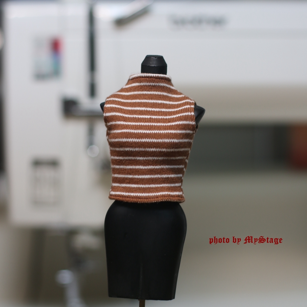 人形服2309-211タンクトップ(茶色ボーダー)momoko、ジェニー、MISAKI、OBITSUボディ、リカちゃん、ピュアニーモ拍卖